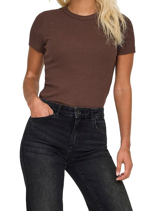 Only Life Women's Cotton Crop Top Brown