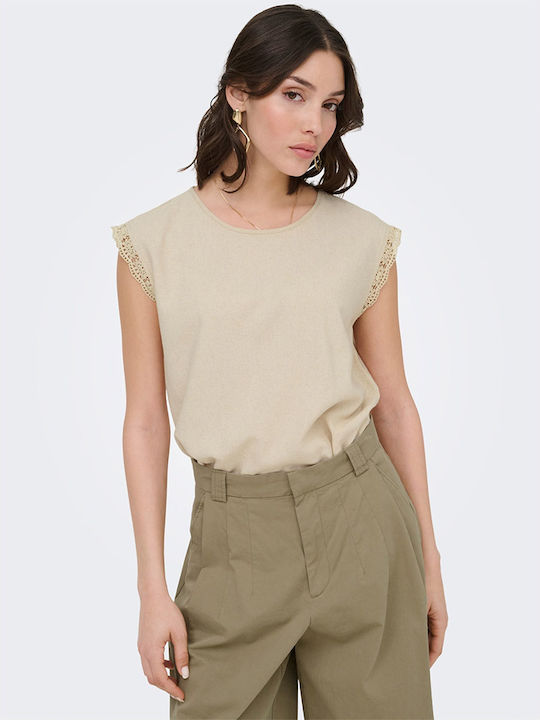 Jdy Damen Bluse Kurzärmelig Beige