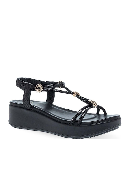 Flache Damen Sandalen Schwarz
