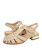 Nara Leder Flache Sandalen für Damen Beige