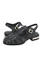 Nara Leather Women's Flat Sandals Black