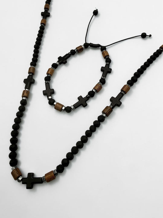 Schmuckset mit Halskette & Armband mit Steinen