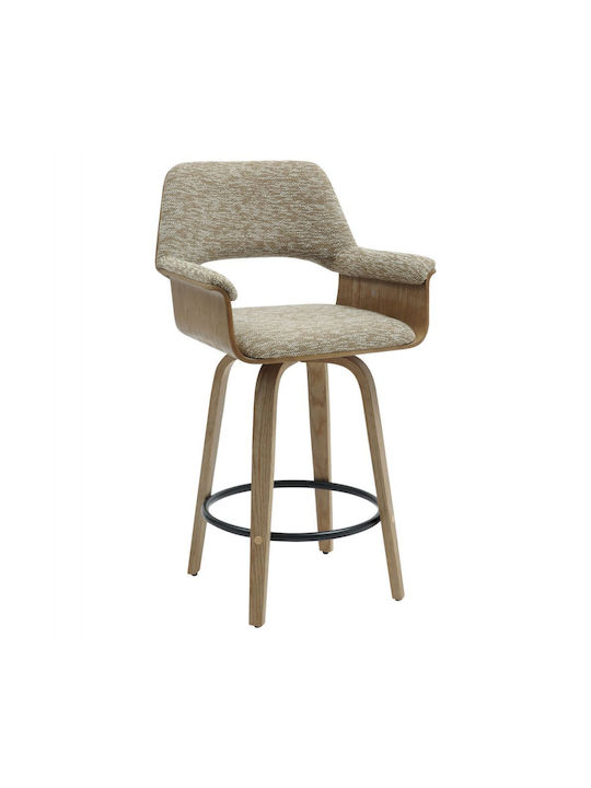Bar Stool with Backrest Upholstered with Fabric Clipp Whitewash 2pcs