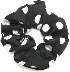 Λαστιχάκι Μαλλιών Σούρα Scrunchie Πουά Μεγάλο Μέγεθος Μαύρο