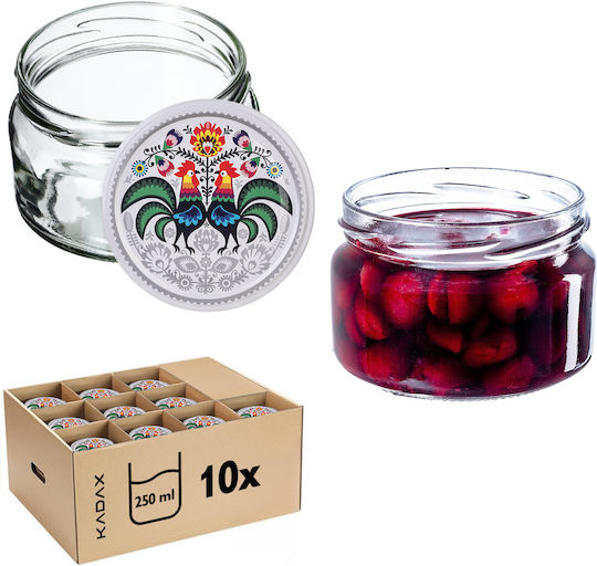 Kadax Βαζάκι Γυάλινο με Καπάκι 250ml (10τμχ)