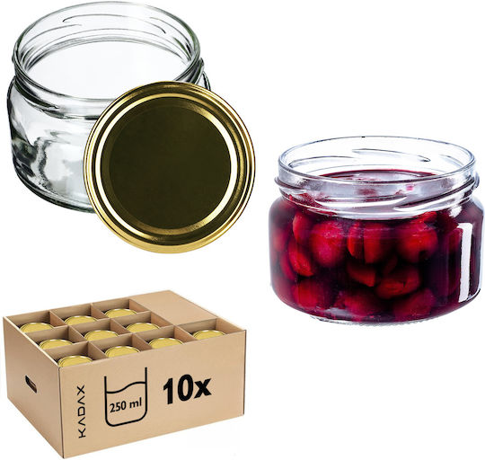 Kadax Borcan Sticlă Cu Capac 250ml (10 Buc)