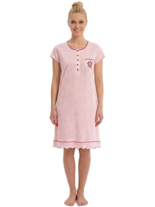 Caress Summer Cotton Women's Nightgown Soft Pink