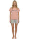 Caress Summer Women's Cotton Pyjama Set Salmon