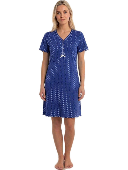 Caress Summer Cotton Women's Blue Nightgown