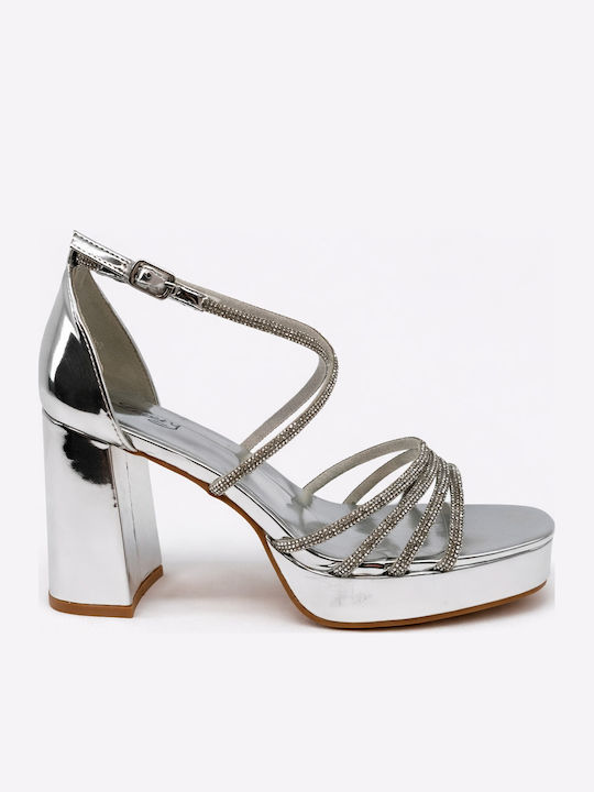 Tulipano Tulipano Damen Sandalen mit Strass Silber
