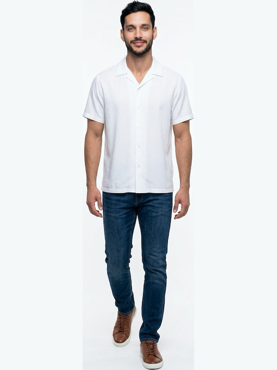 Short Sleeve Linen Shirt in Regular Fit White