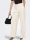 Wide Women's High Rise Fabric Trousers White