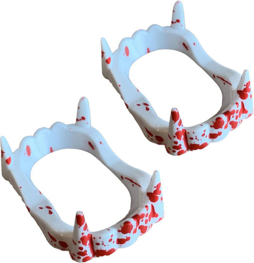 Dinți Albi de Carnaval pentru Halloween din Plastic 2 Bucăți