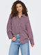 Long Sleeve Women's Shirt Wine Striped