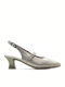 Leder Pumps mit Mittlerem Absatz in Silber