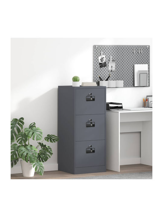 Metal Office Drawer With Lock Anthracite 45.5x42x106.5cm