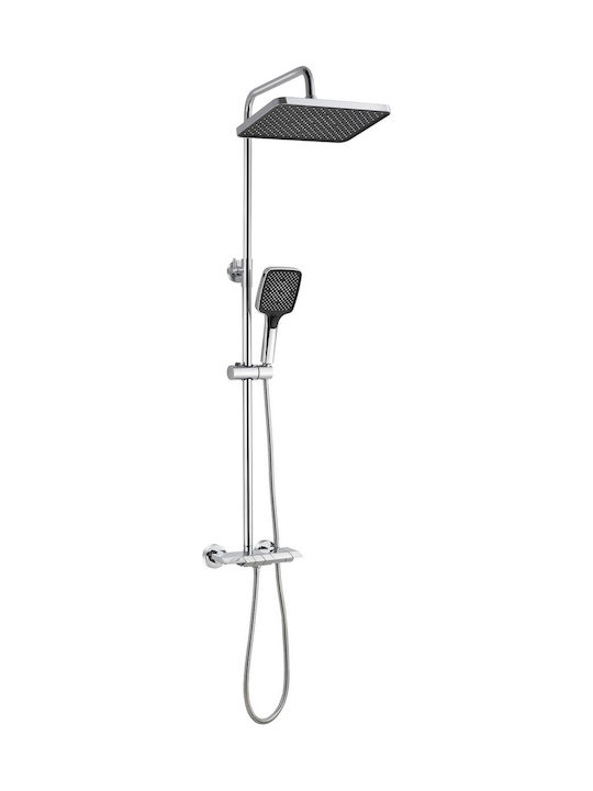 Katsamakos Adjustable Shower Column with Bathtub Mixer Gray