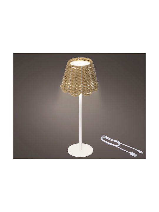 Kaemingk Lămpi De Masă Metalice Led Încorporat Cu Abajur Alb Și Bază