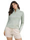 Short Women's Cardigan with Zipper Light Green