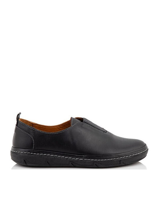 Boxer Leather Women's Loafers in Black Colour