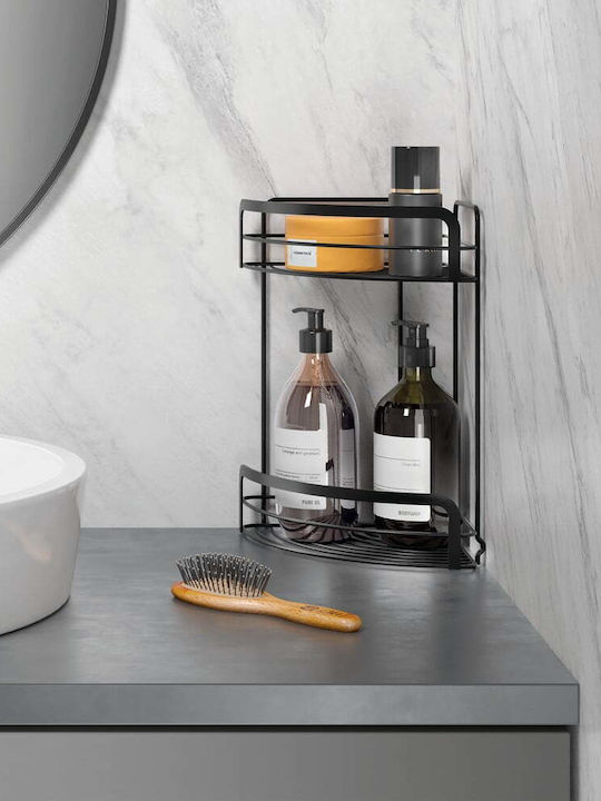 Metaltex Ъглова Стенна Рафтове За Баня Метален Черен