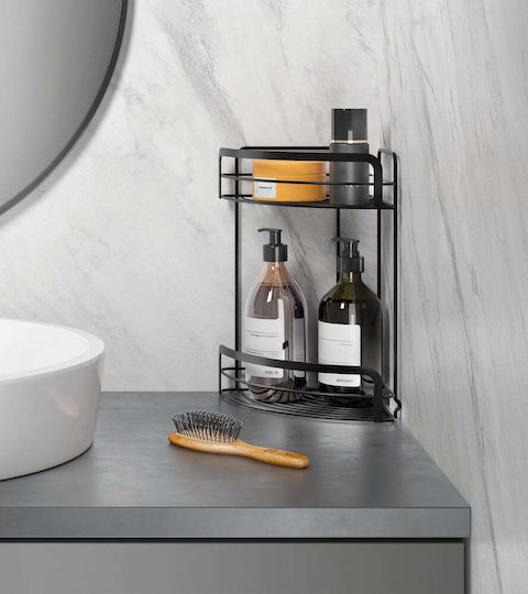 Metaltex Corner Wall Mounted Bathroom Shelf Metallic Black