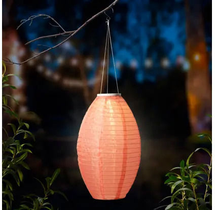 Kaemingk Hanging Solar Light Lantern Warm White With Photocell 22x33cm