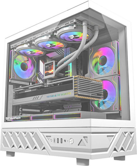 Darkflash DS950 Gaming Mini Tower Computer Case with Side Window White Without Fans