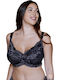 Schwarzes Glossy Minimizer Büstenhalter mit Bügel