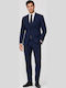 Winter Men's Suit with Vest with Slim Fit Blue