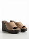 Mules Platform Suede Strap Women's 903-652 Taupe Synthetic Suede