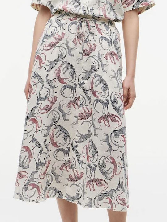 Linen Midi Skirt Leopard Leopard Baroque