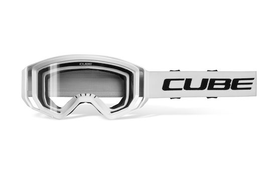 CUBE Cycling Glasses with White Frame and Transparent Lenses