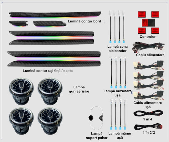 Ambient Lights Dedicated Audi A3 8v 2013-2020 Rgb Acrylic 24 In 1 Dynamic Symphony Effect Bluetooth App Button Control