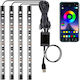 Benzi Led Auto Multicolore RGB 12 Leduri X 4 Benzi Control Prin Aplicație Bluetooth Android
