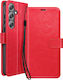 Mayaxess Wallet Case Galaxy S25 Fe Lanyard Stand Function Red