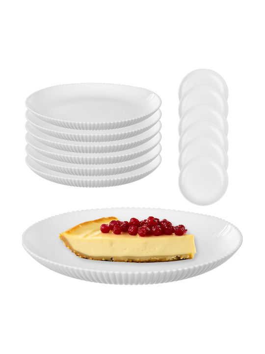 Kadax White Glass Dessert Plate 19cm 6 Pieces