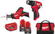 Milwaukee M12 BLPDRHZ2-202B Drill Driver & Reciprocating Saw Brushless 12V Set with 2 Batteries 2Ah and Case