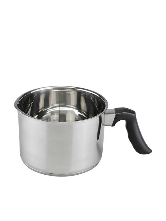 Cheffinger Oală Lapte 12cm Oțel Inoxidabil Cu Cioc De Turnare Mâner Izolat Argintie