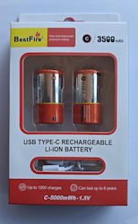 Rechargeable Batteries D Li-ion 3500mAh 1.5V 2pcs Rechargeable Batteries D Li-ion 3500mAh 1.5V 2pcs