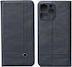Smart Silicone / Synthetic Leather Book Black (Moto G05 / E15)