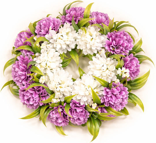 Künstliche Krone 17cm Chrysantheme Lila Weiß Künstliche Krone 17cm Chrysantheme Lila Weiß