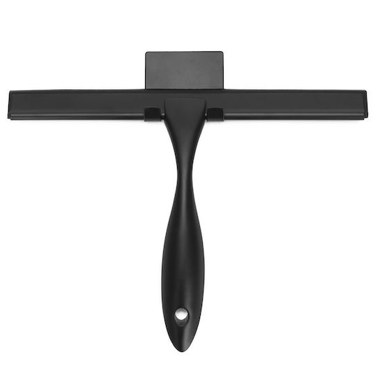 Racletă Baie din Oțel Inoxidabil cu Suport Adeziv Lamă 25 Cm Finisaj Negru Mat