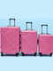Homeone Hard Pink Travel Suitcases with 4 Wheels Set of 3 Pieces