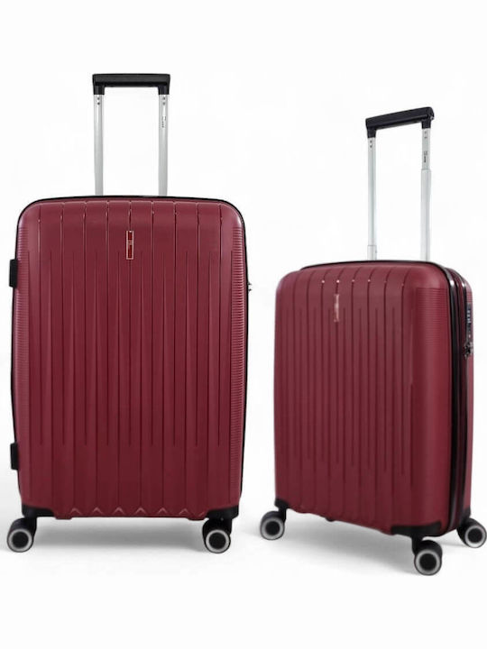 Rain Hard Burgundy Suitcases With 4 Wheels Set Of 2 Pieces
