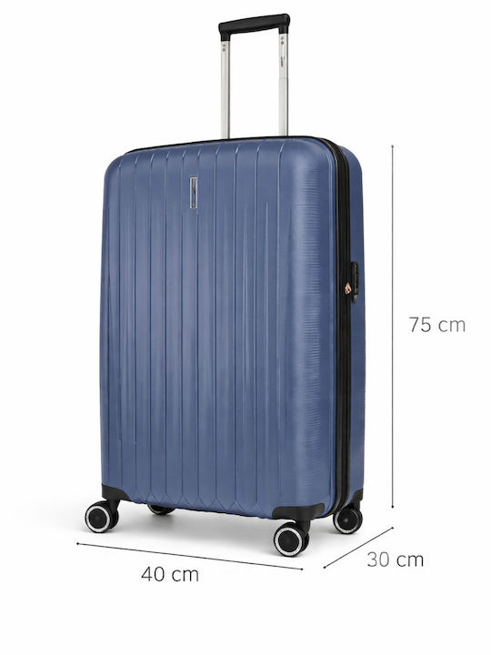 Rain Large Hard Blue Travel Suitcase with 4 Whe...