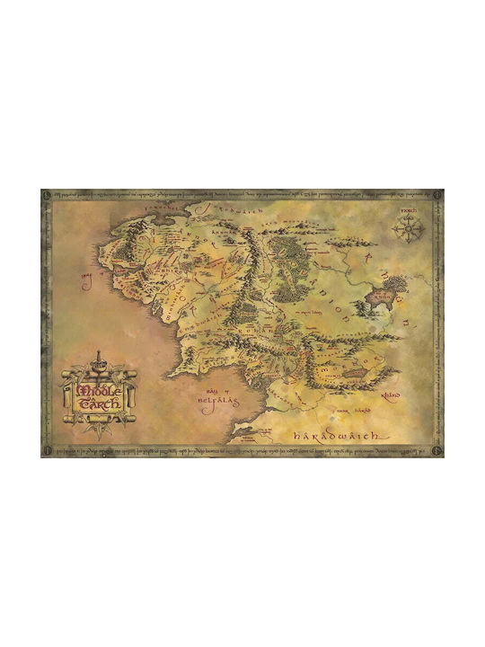 Poster Hartă Pământul de Mijloc Lord Of The Rings 61 × 91,5 Cm