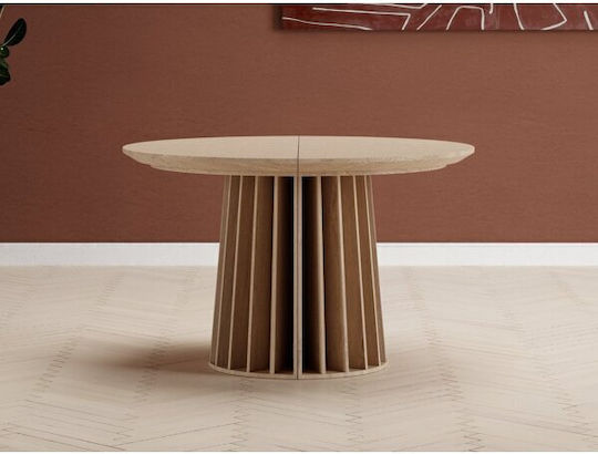 Dallas 5212 Round Extendable Wooden Table Light Brown 75x75cm