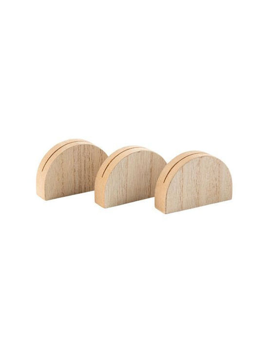 Beauty Home 3 Wooden Bases Curved Tags 4x6x1.5cm