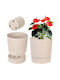 Kadax Plastic Beige Flower Pot with Saucer 27.5x27.5cm